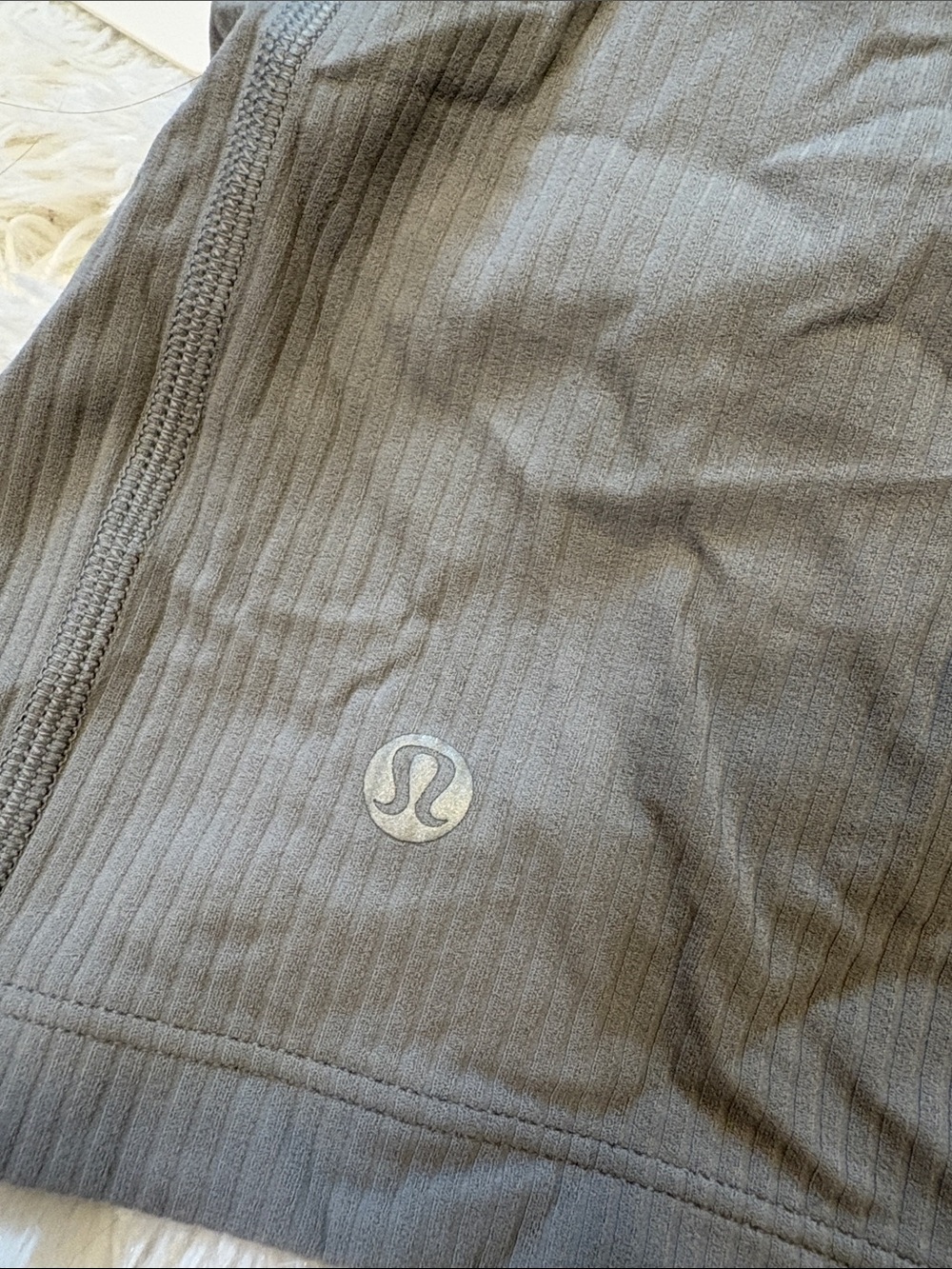 Gray Ribbed Assymetrical Tank Top - Picture 2 of 3